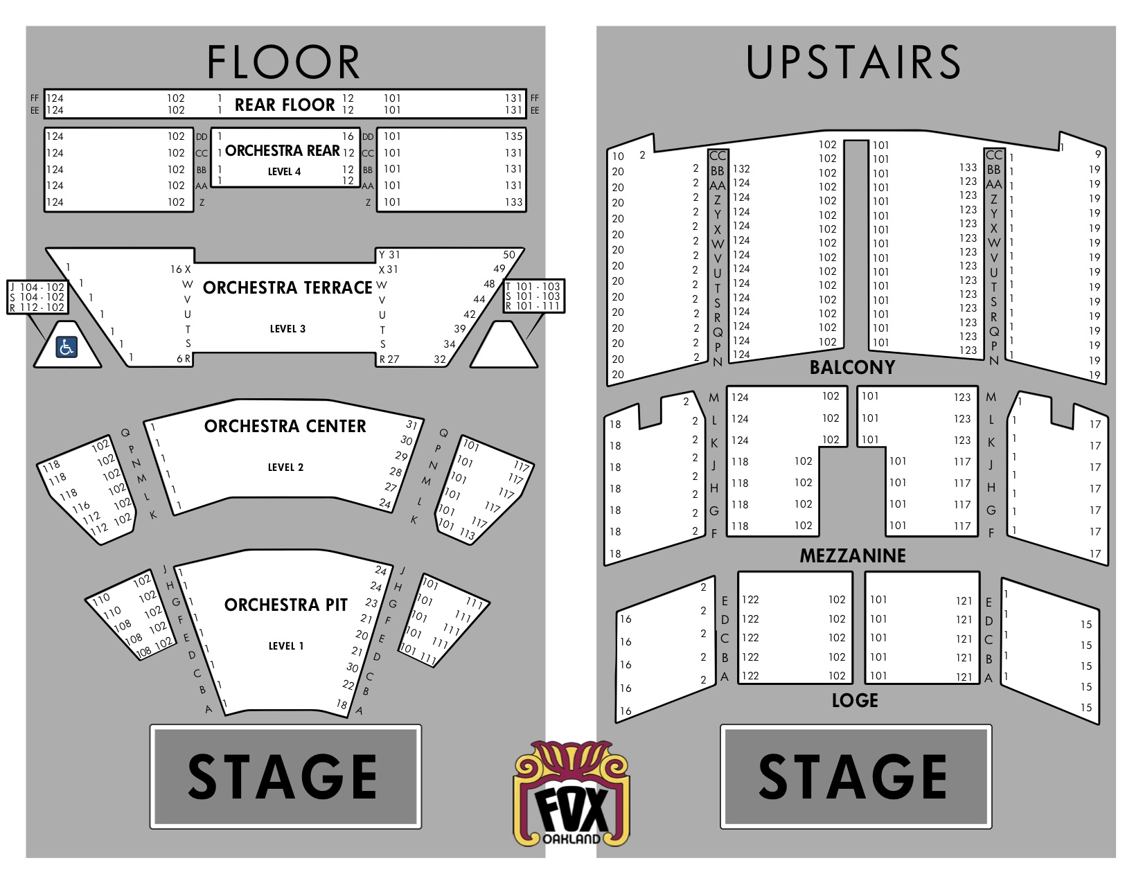 Fox Theater Seating Map